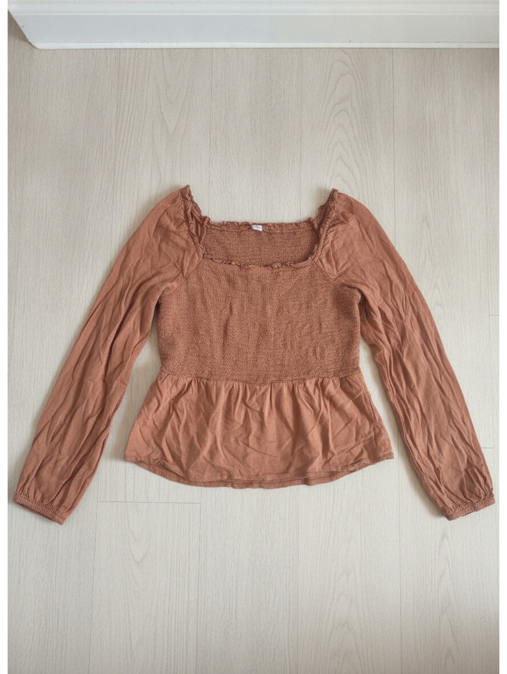 Old Navy Burnt Orange Long Sleeve Ruffle Blouse XL